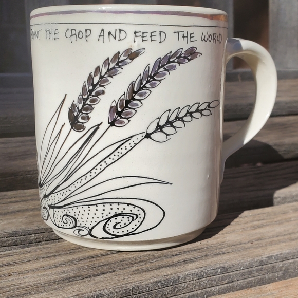 Artables Now & Zen Studio Coffee Mug Tea Let Us Be Thankful Pottery Flowers Gold - Picture 3 of 12